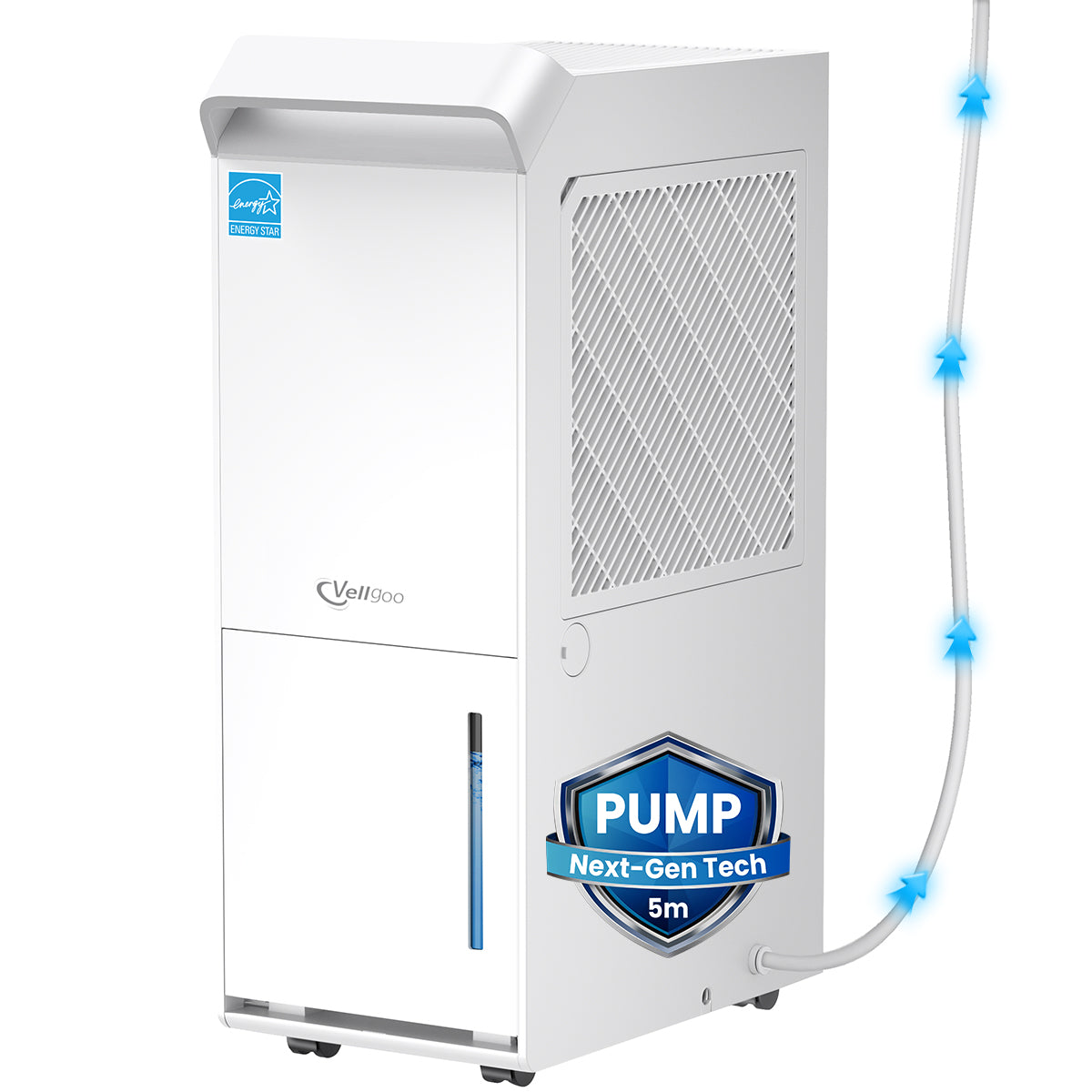 Vellgoo 100 Pints Energy Star Dehumidifier with Pump & Drain Hose(5,000 Sq.Ft) for Home