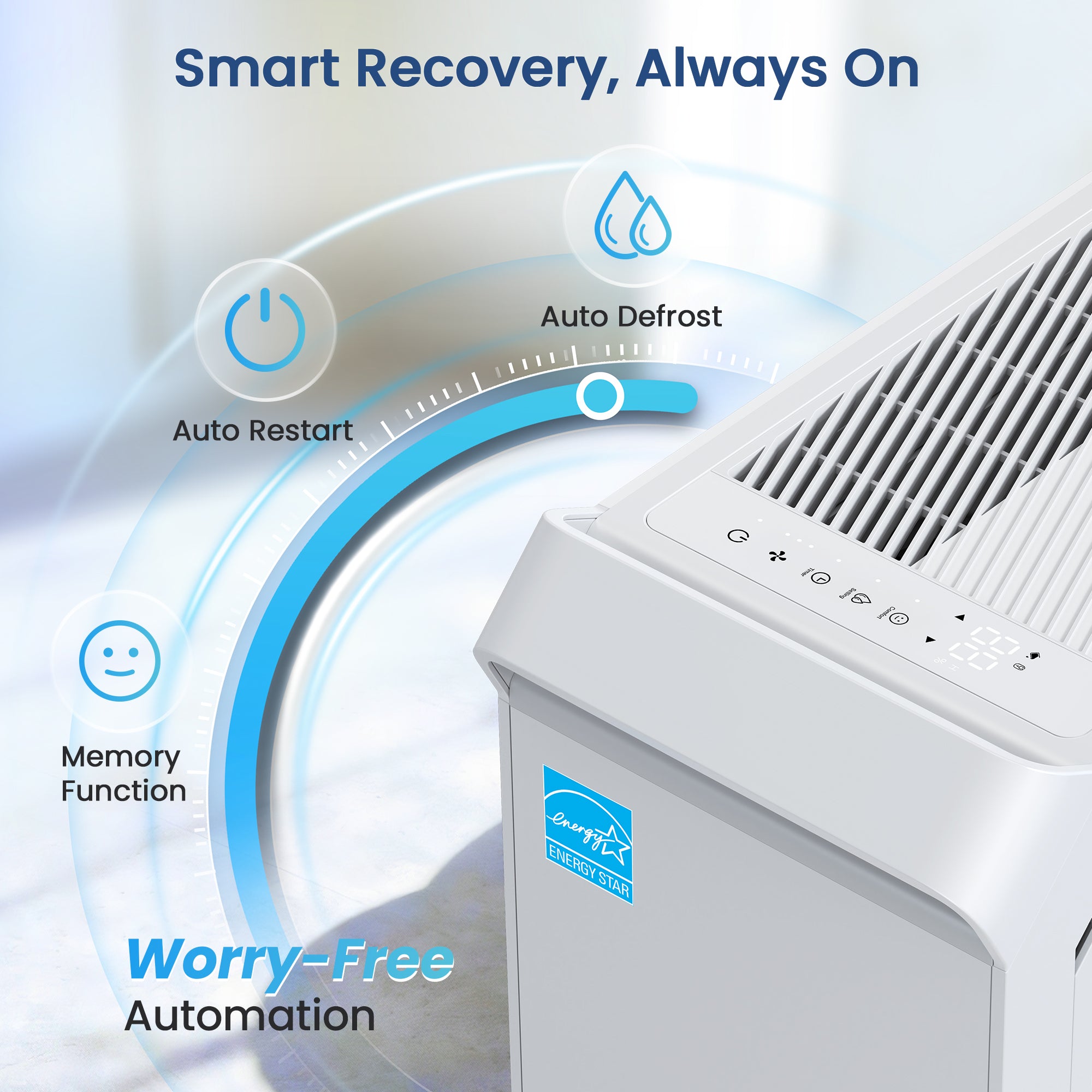 Vellgoo 80 Pint Dehumidifier DryTank S  Model for Large Rooms up to 4,500 Sq.Ft.